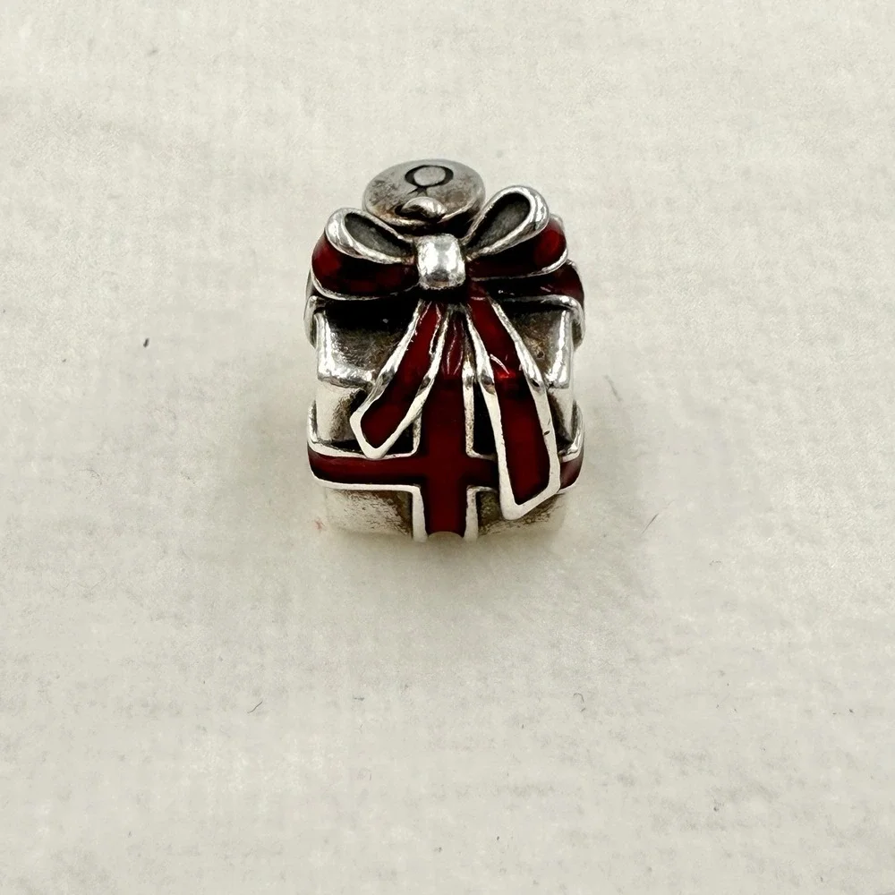 Pandora Red Gift Present Bead Charm in Sterling Silver .925 Christmas Holiday - Picture 3 of 7